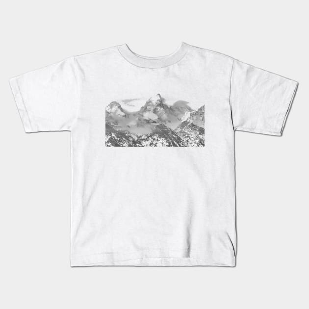 Tetons in Black and White Kids T-Shirt by StacyWhite